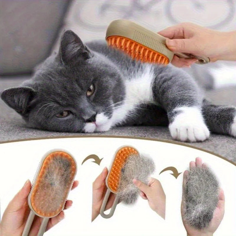 3-in-1 Steam Pet Grooming Brush | Clean, Massage & Detangle for Dogs & Cats