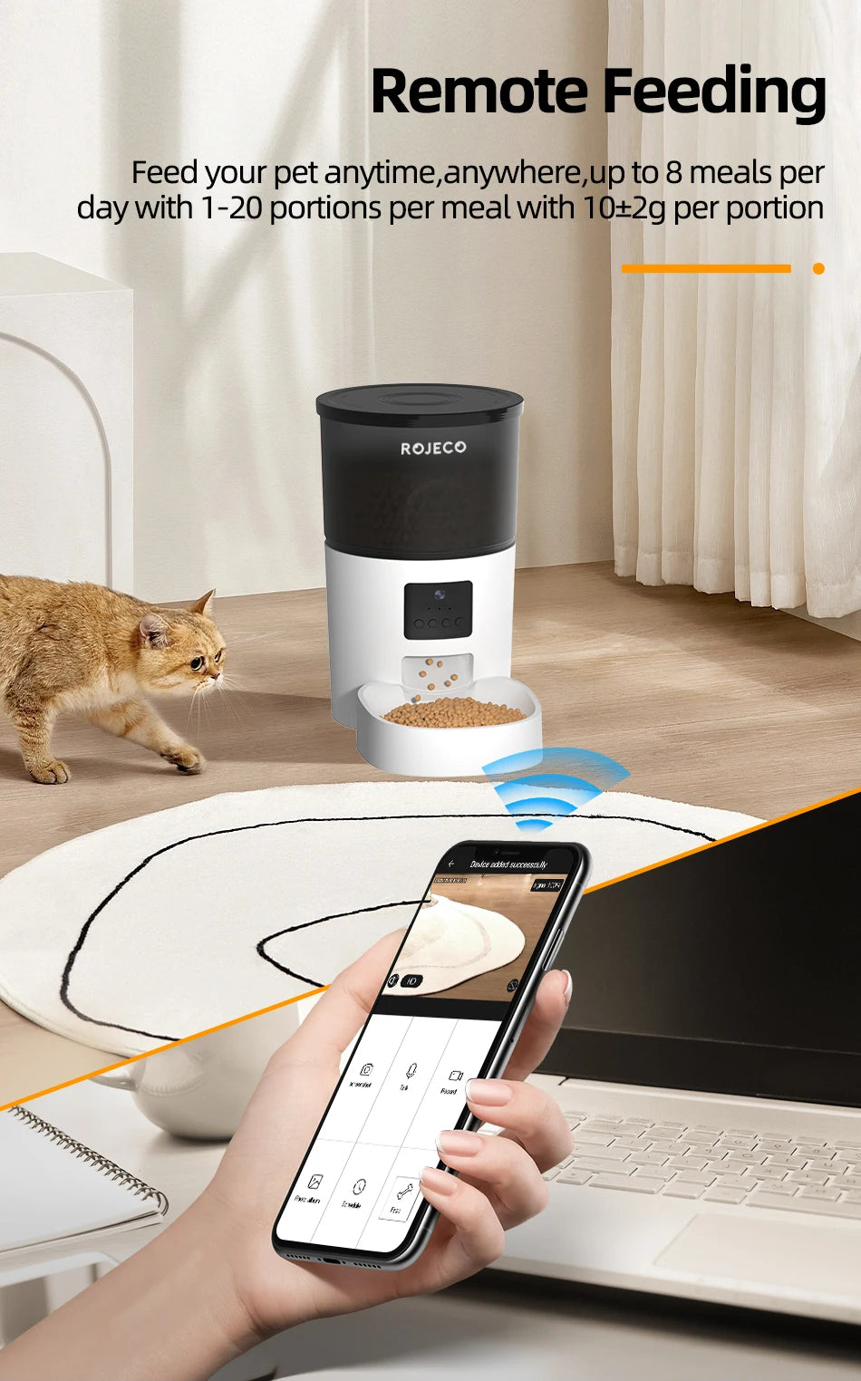 Smart Automatic Pet Feeder with HD Camera & Voice Control | App-Controlled Cat & Dog Feeder