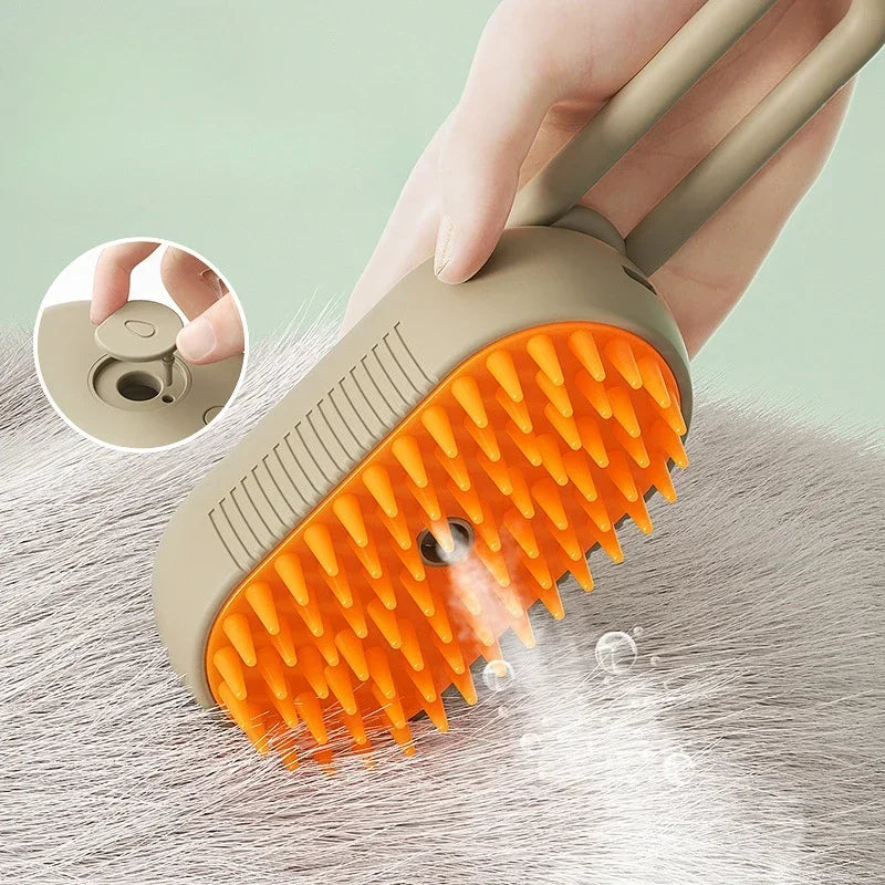 3-in-1 Electric Steam Pet Grooming Brush | Brush, Clean & Massage for Dogs & Cats