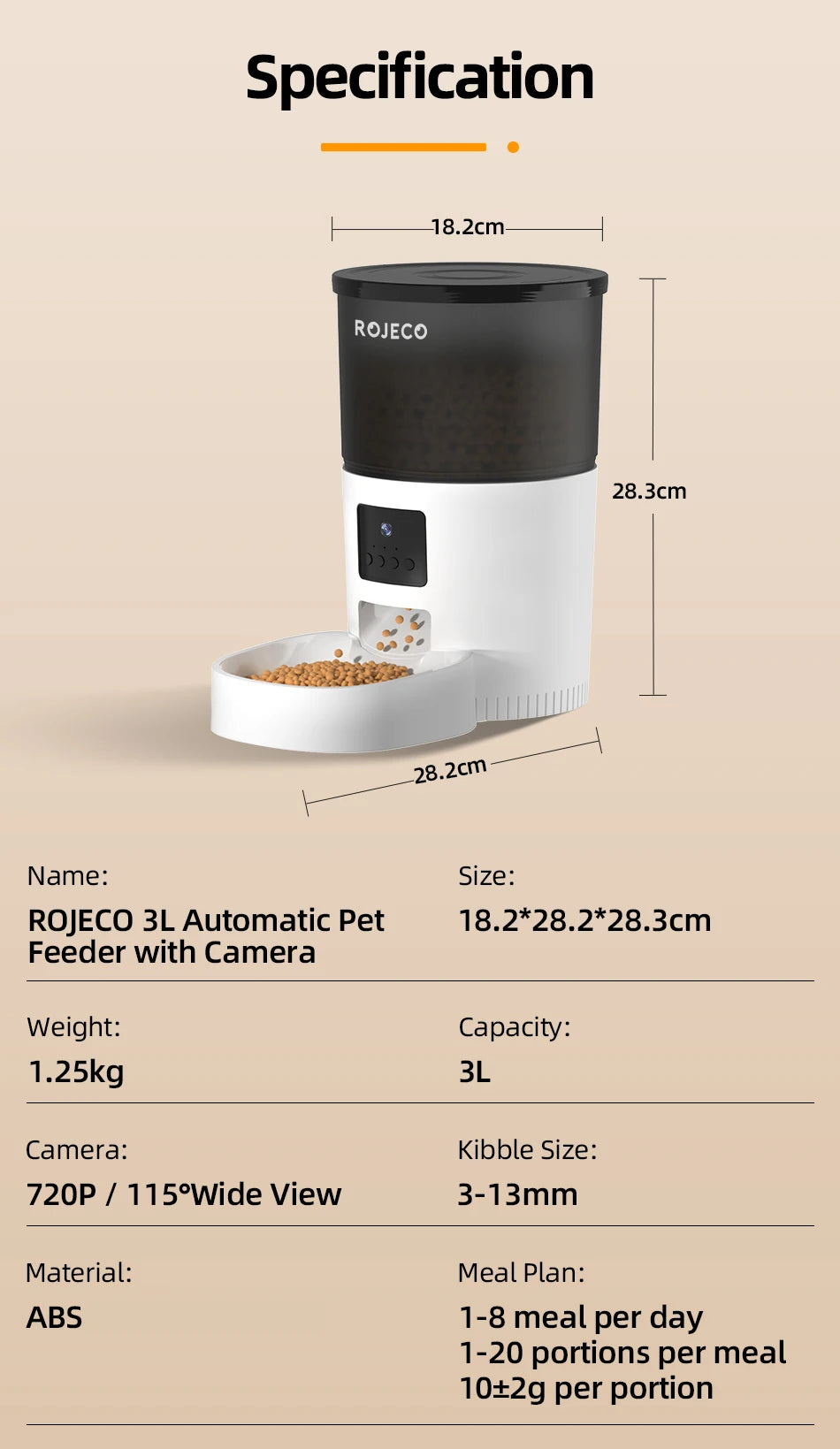 Smart Automatic Pet Feeder with HD Camera & Voice Control | App-Controlled Cat & Dog Feeder
