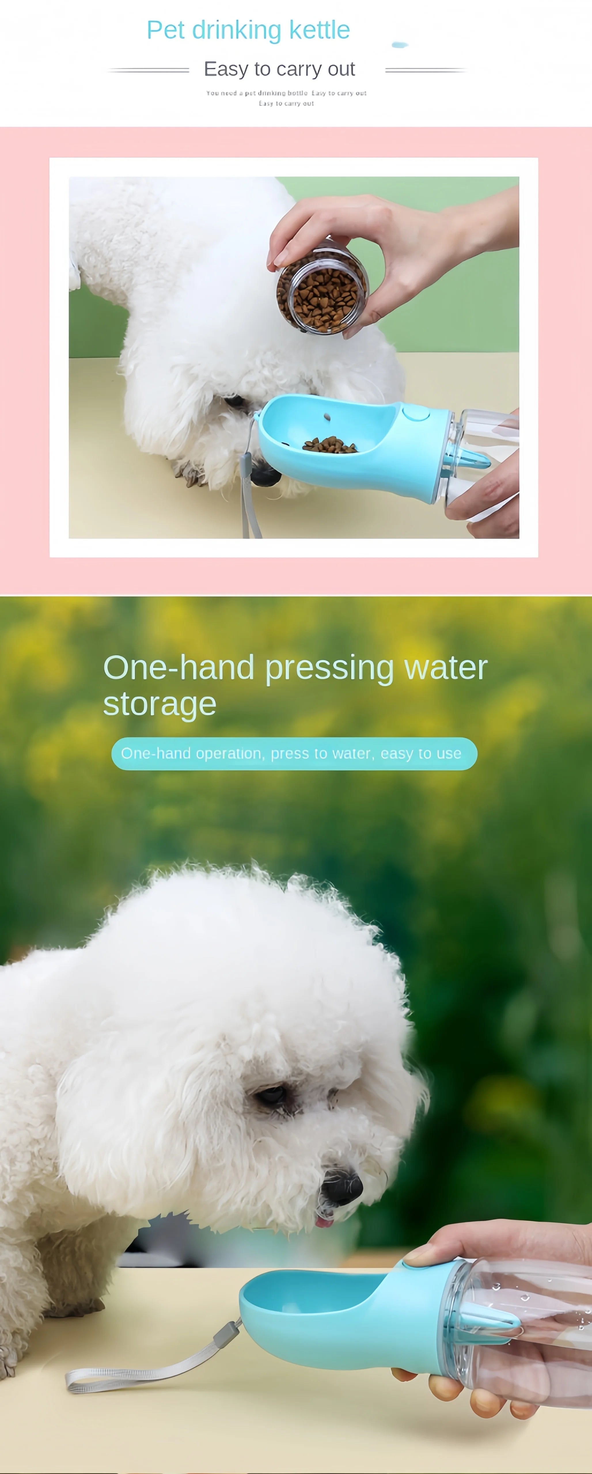 Portable Pet Water & Food Bottle for Travel | 2-in-1 Leak-Proof Dispenser for Dogs & Cats