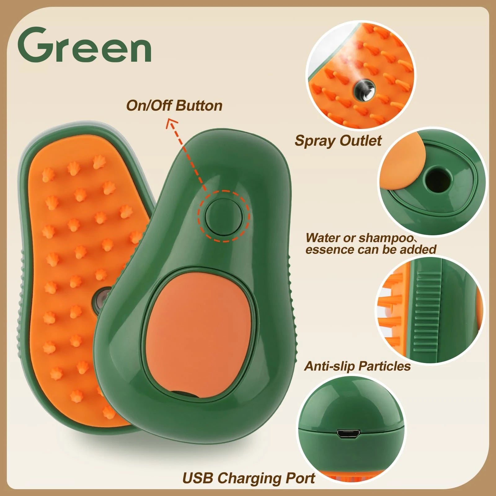 3-in-1 Electric Steam Pet Grooming Brush | Brush, Clean & Massage for Dogs & Cats