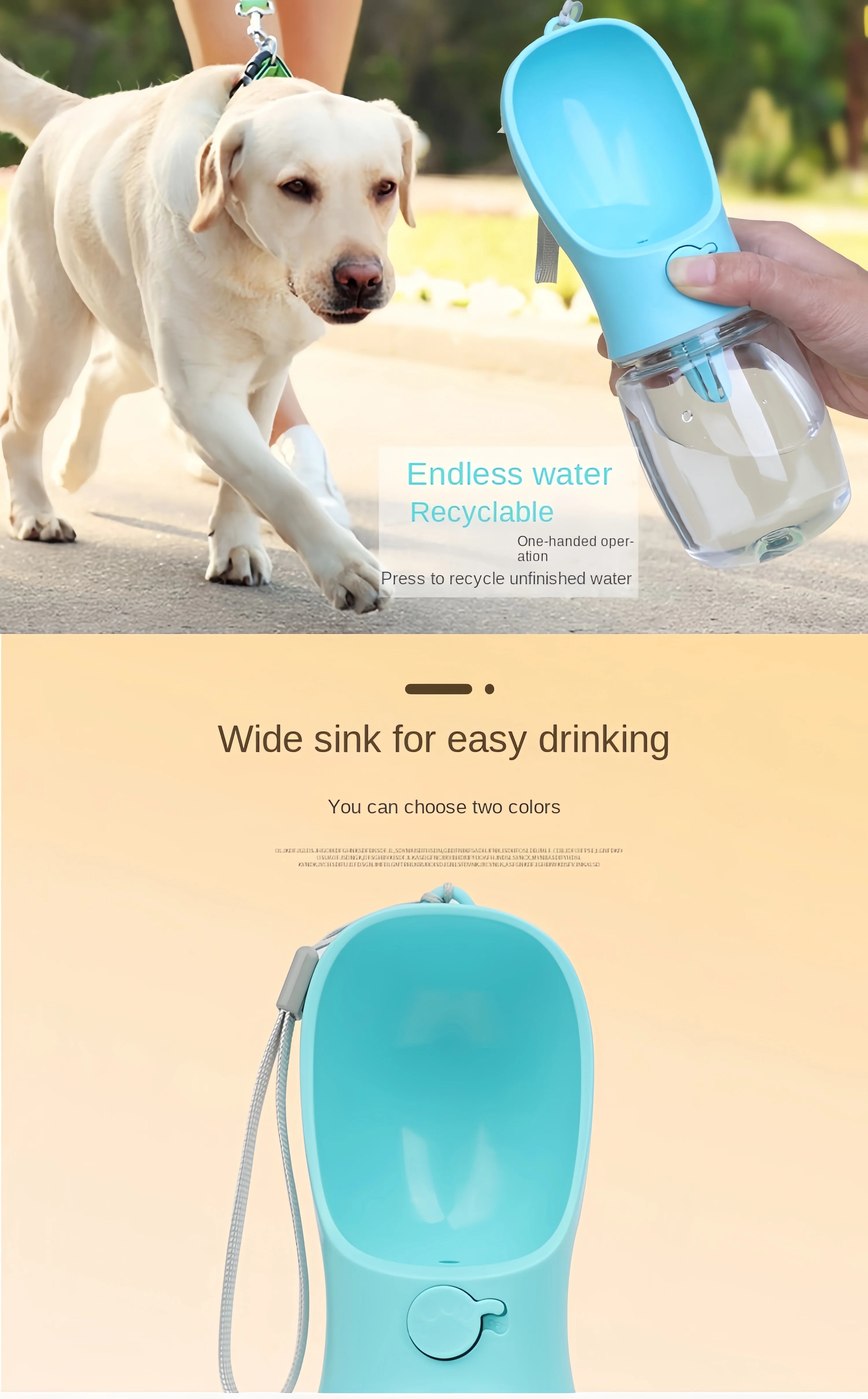 Portable Pet Water & Food Bottle for Travel | 2-in-1 Leak-Proof Dispenser for Dogs & Cats