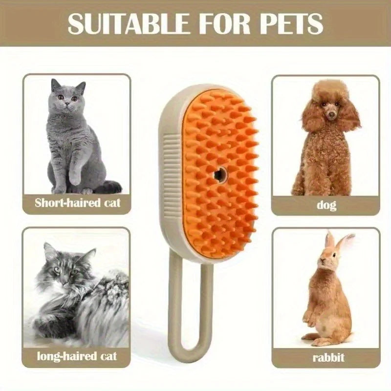 3-in-1 Steam Pet Grooming Brush | Clean, Massage & Detangle for Dogs & Cats
