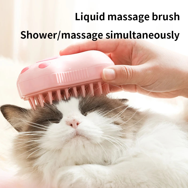 3-in-1 Electric Steam Pet Grooming Brush | Brush, Clean & Massage for Dogs & Cats