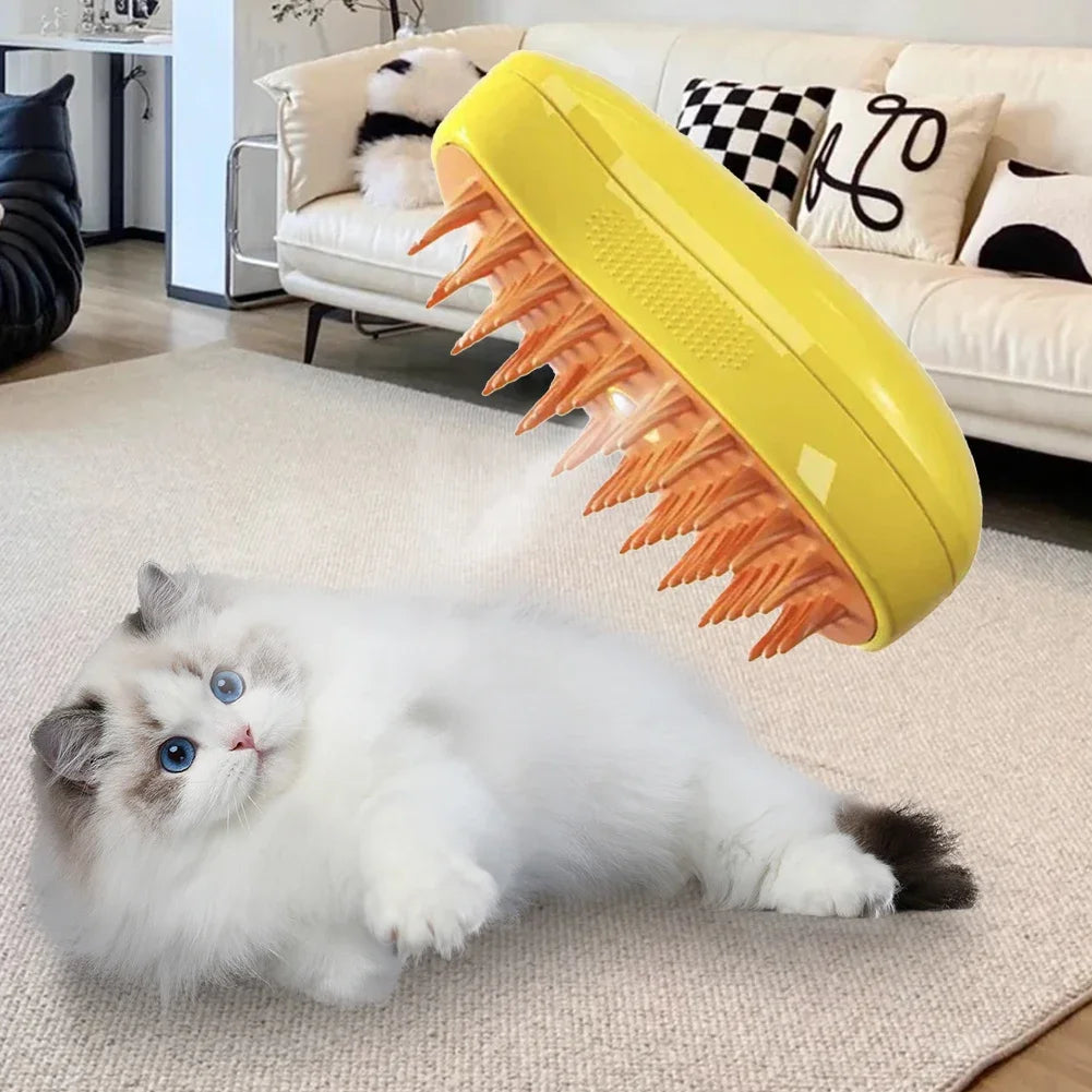 3-in-1 Electric Steam Pet Grooming Brush | Brush, Clean & Massage for Dogs & Cats