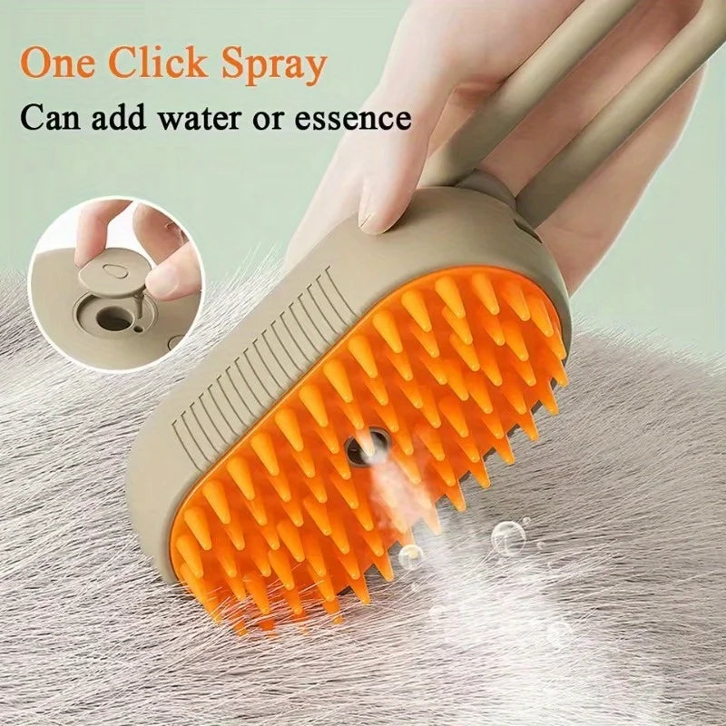 3-in-1 Steam Pet Grooming Brush | Clean, Massage & Detangle for Dogs & Cats