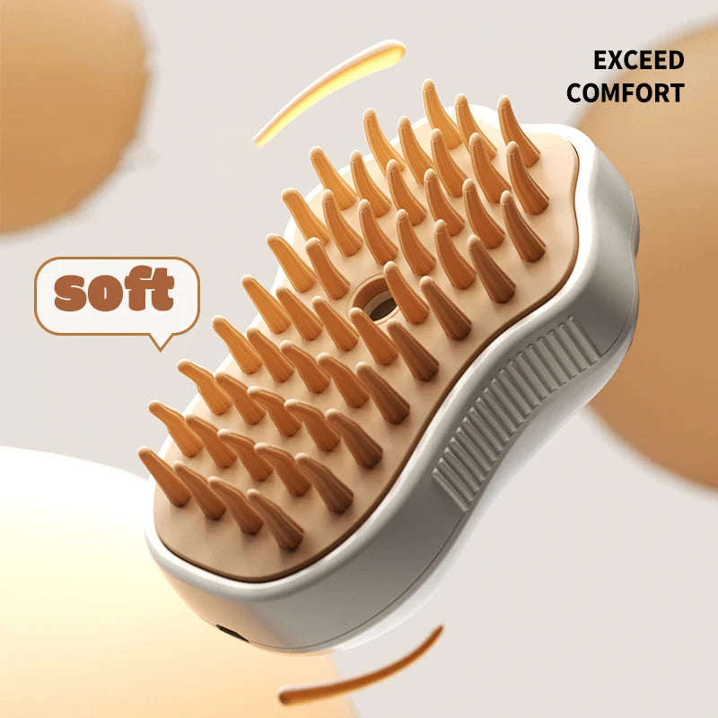 3-in-1 Electric Steam Pet Grooming Brush | Brush, Clean & Massage for Dogs & Cats