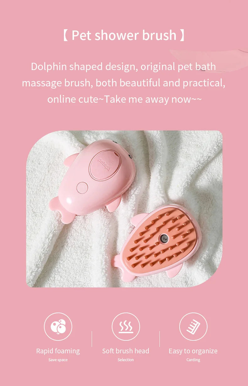 3-in-1 Electric Steam Pet Grooming Brush | Brush, Clean & Massage for Dogs & Cats