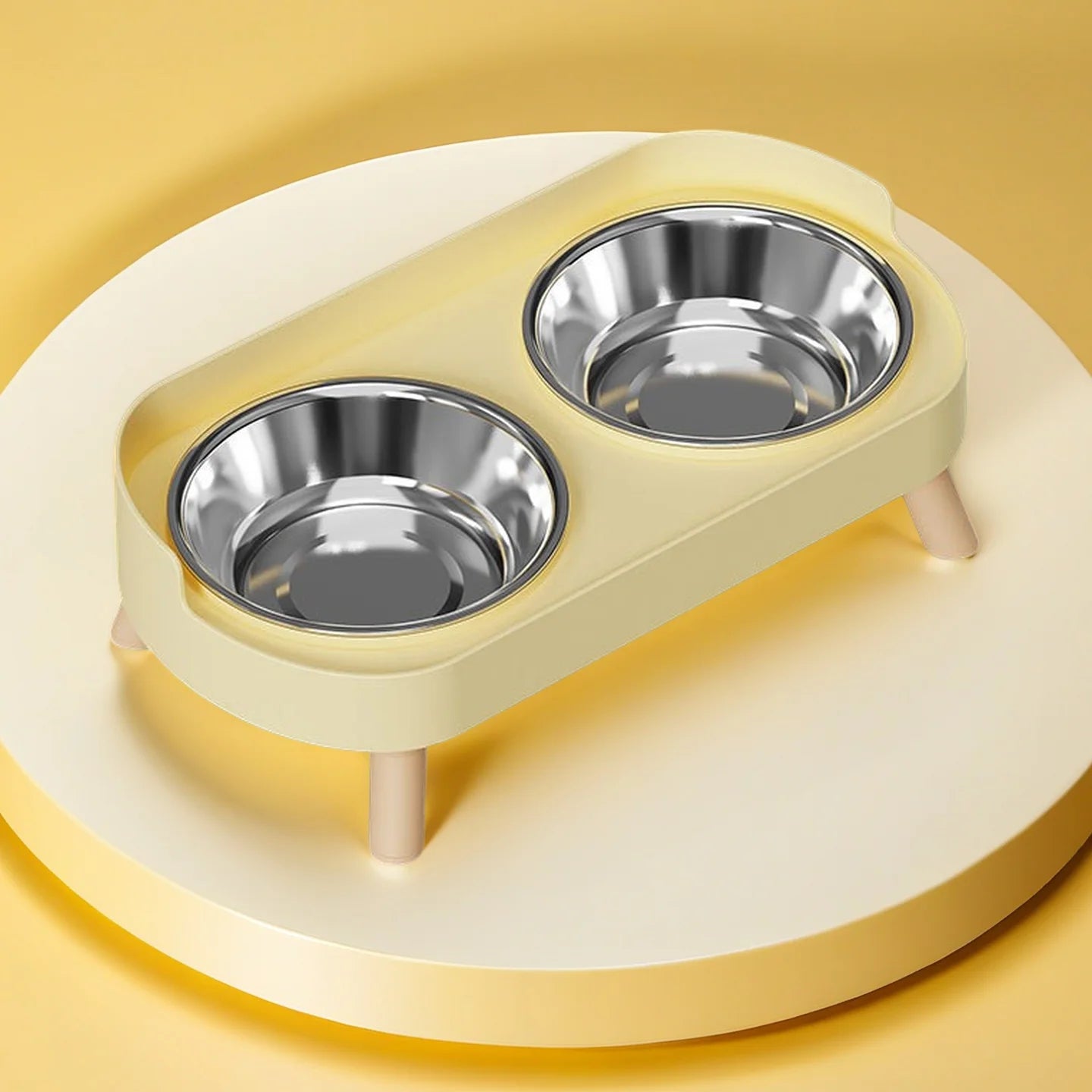Elevated Double Pet Bowl Feeder | Raised Stainless Steel Bowls with Neck Support for Dogs & Cats