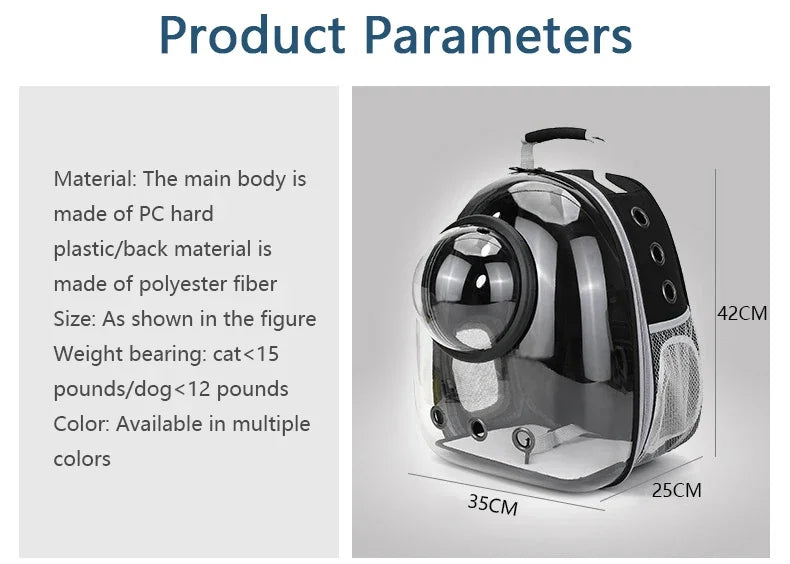 Transparent Bubble Pet Carrier Backpack | Breathable Travel Bag for Cats & Small Pets