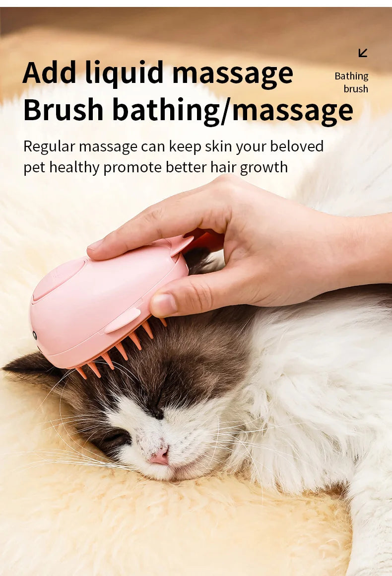 3-in-1 Electric Steam Pet Grooming Brush | Brush, Clean & Massage for Dogs & Cats