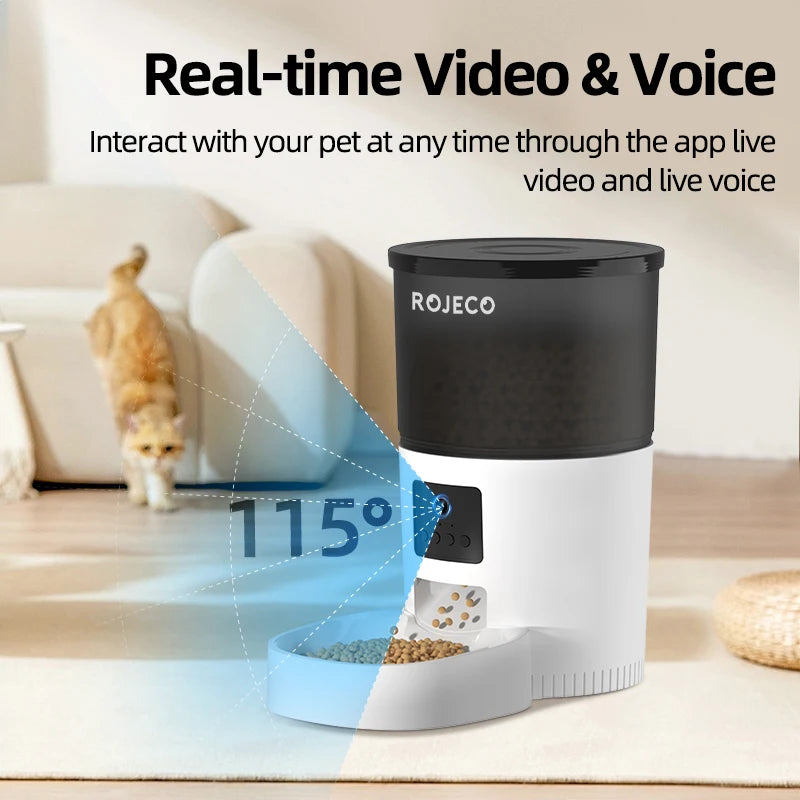 Smart Automatic Pet Feeder with HD Camera & Voice Control | App-Controlled Cat & Dog Feeder