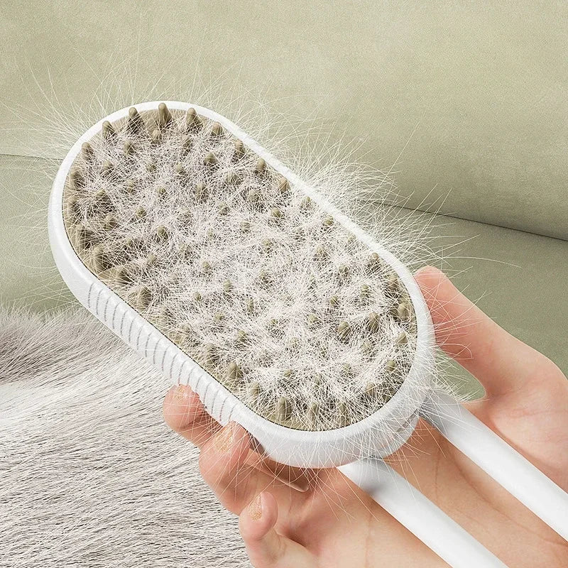 3-in-1 Electric Steam Pet Grooming Brush | Brush, Clean & Massage for Dogs & Cats