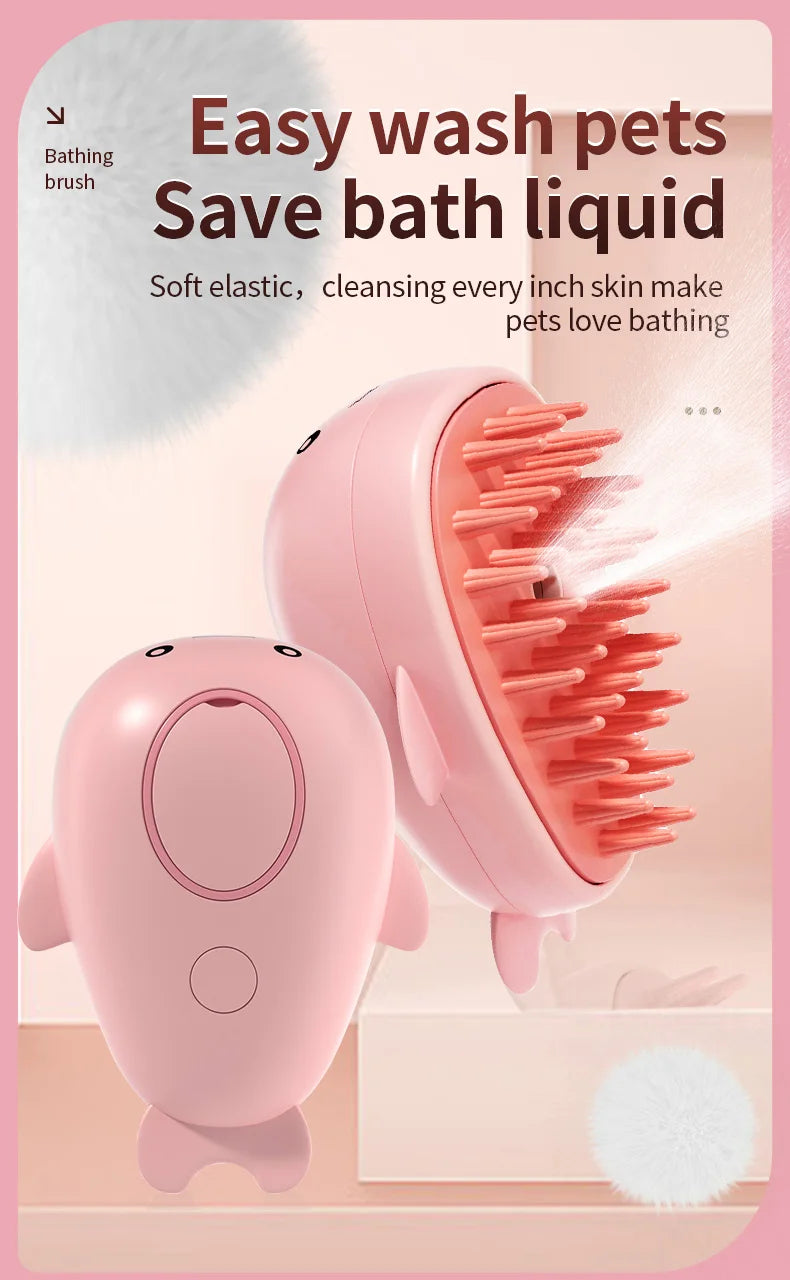 3-in-1 Electric Steam Pet Grooming Brush | Brush, Clean & Massage for Dogs & Cats