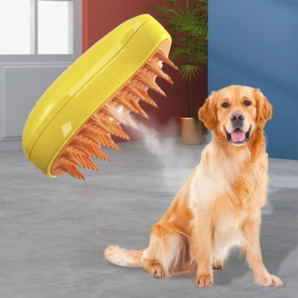 3-in-1 Electric Steam Pet Grooming Brush | Brush, Clean & Massage for Dogs & Cats