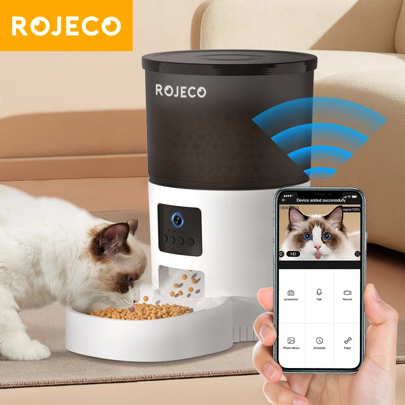 Smart Automatic Pet Feeder with HD Camera & Voice Control | App-Controlled Cat & Dog Feeder