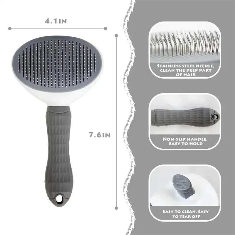 Self-Cleaning Pet Hair Remover Brush | One-Click Fur Release for Dogs & Cats