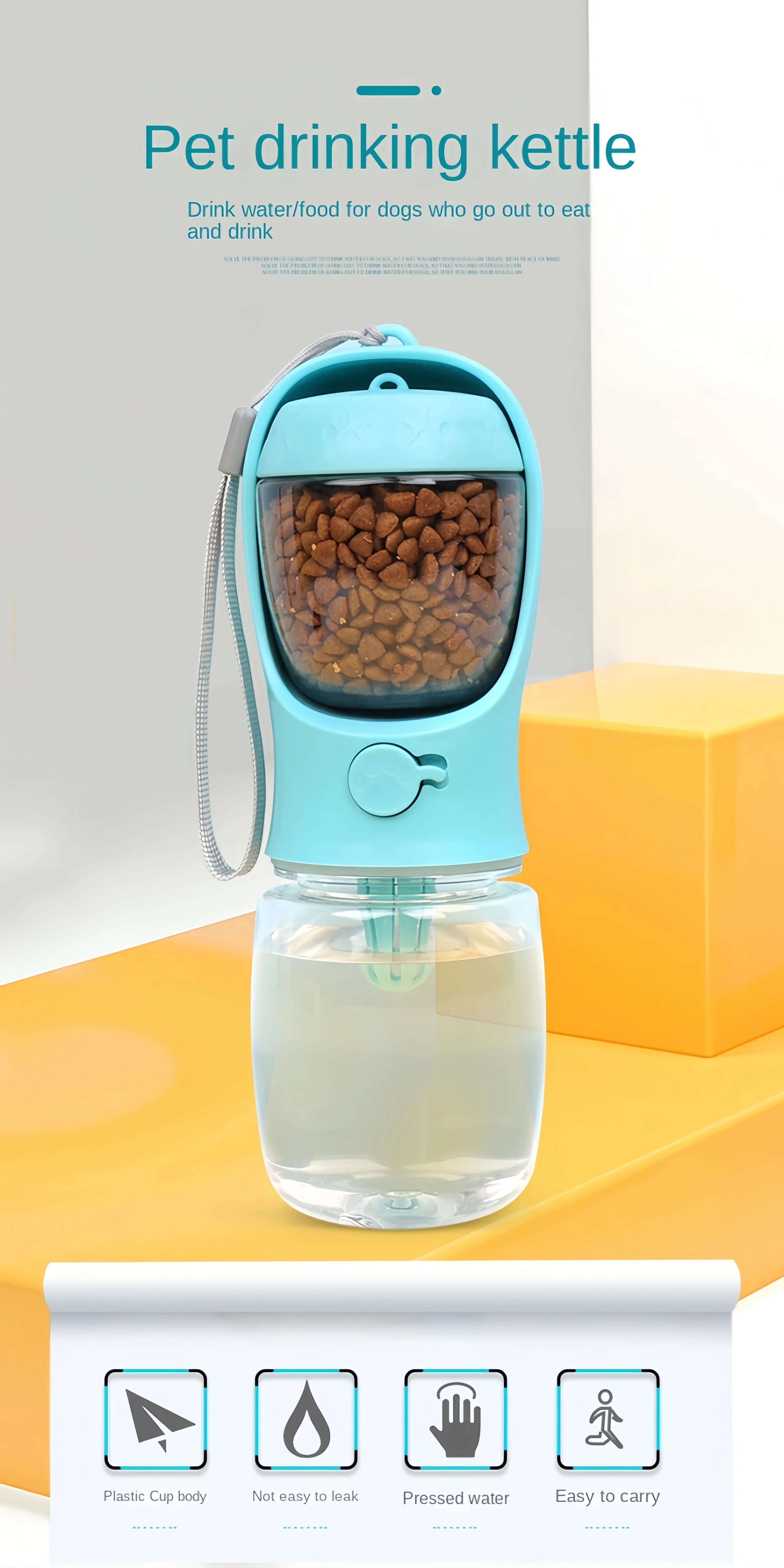 Portable Pet Water & Food Bottle for Travel | 2-in-1 Leak-Proof Dispenser for Dogs & Cats