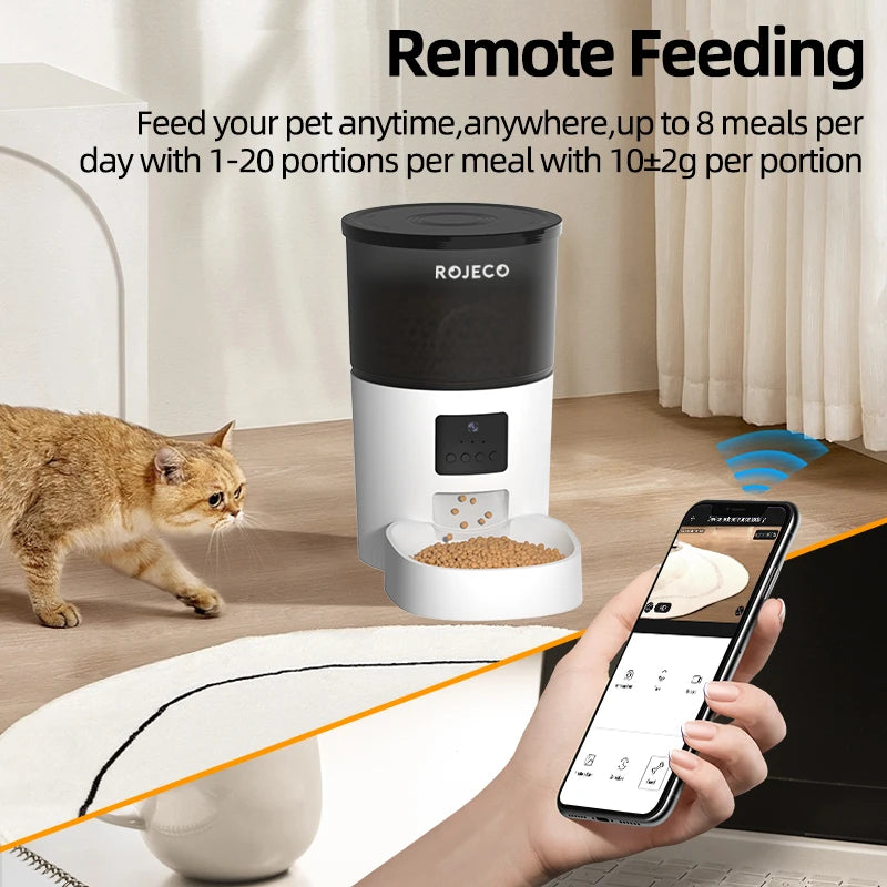 Smart Automatic Pet Feeder with HD Camera & Voice Control | App-Controlled Cat & Dog Feeder