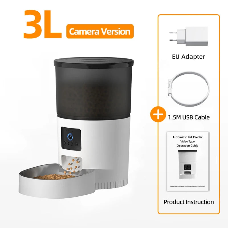 Smart Automatic Pet Feeder with HD Camera & Voice Control | App-Controlled Cat & Dog Feeder