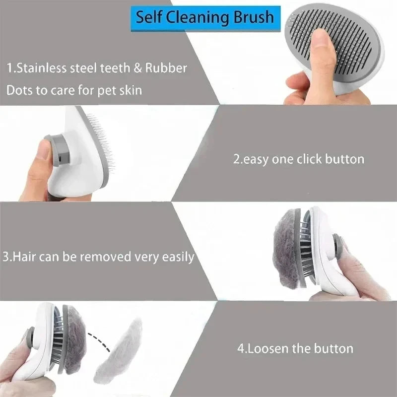 Self-Cleaning Pet Hair Remover Brush | One-Click Fur Release for Dogs & Cats