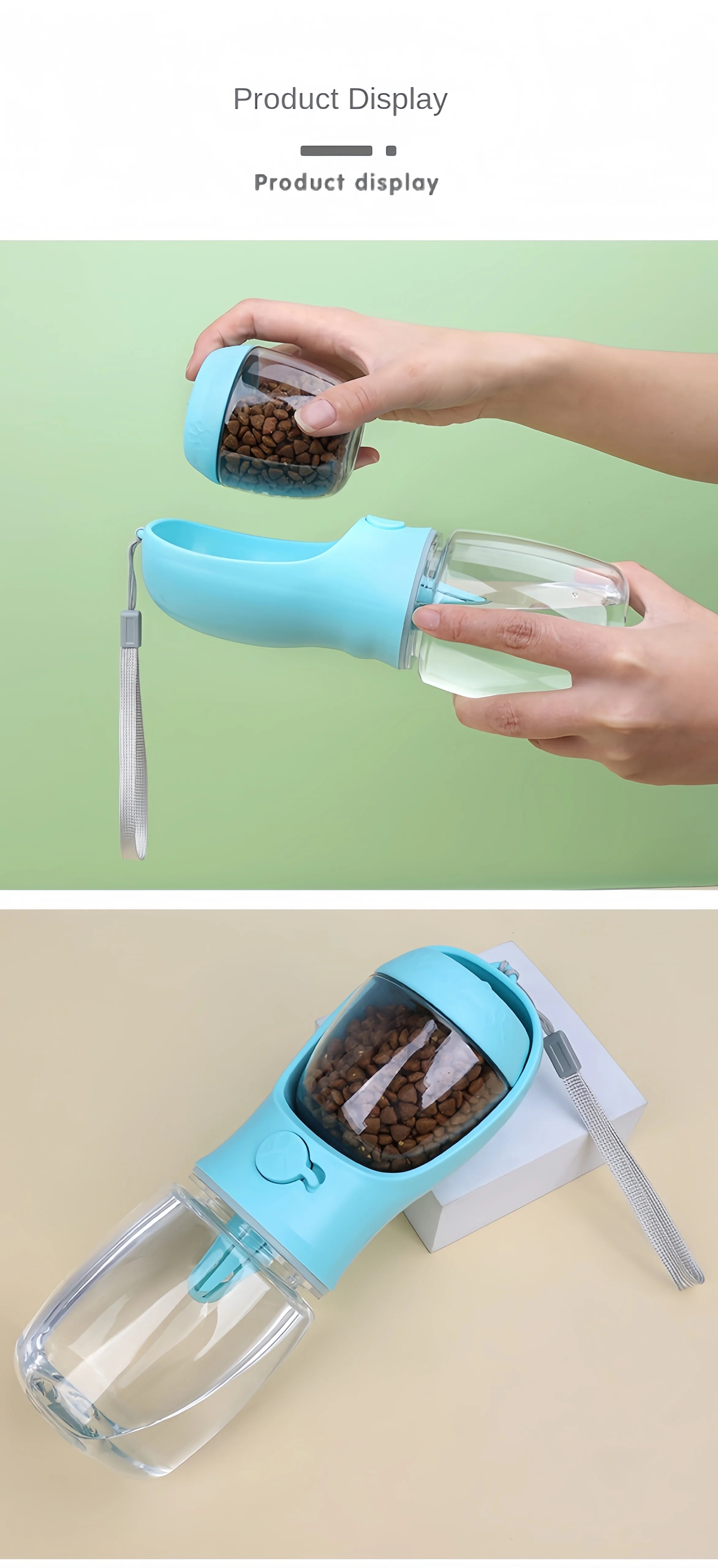 Portable Pet Water & Food Bottle for Travel | 2-in-1 Leak-Proof Dispenser for Dogs & Cats