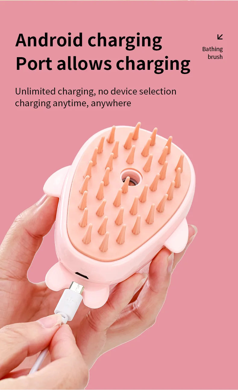 3-in-1 Electric Steam Pet Grooming Brush | Brush, Clean & Massage for Dogs & Cats