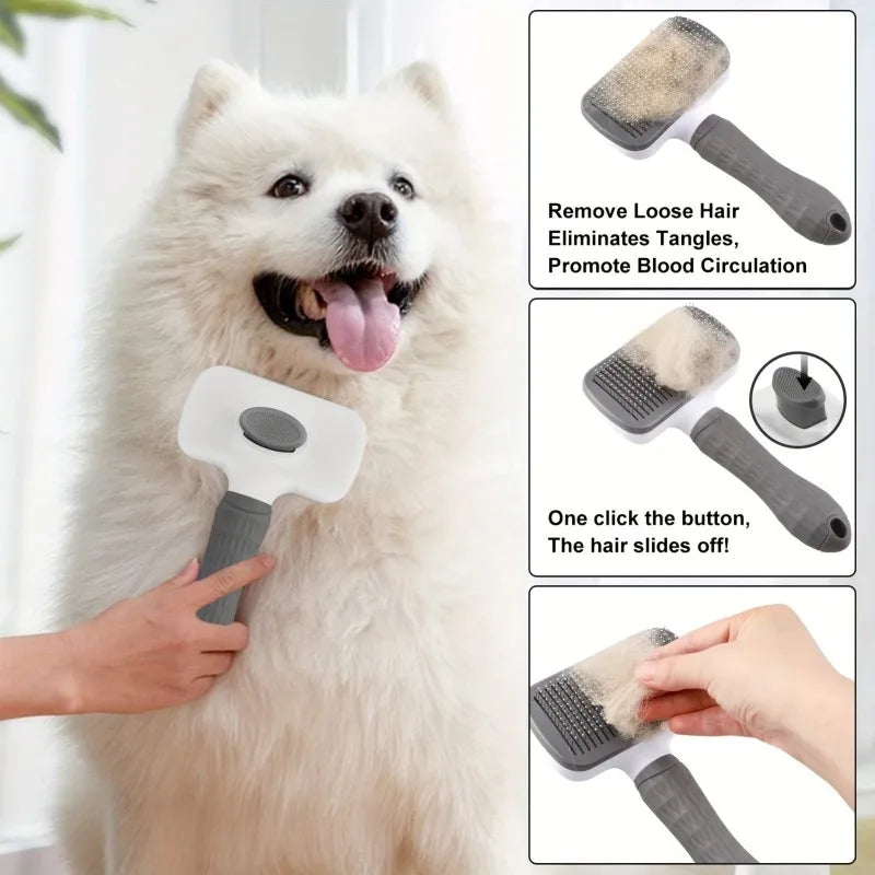 Self-Cleaning Pet Grooming Brush | Gentle Deshedding Brush for Dogs & Cats