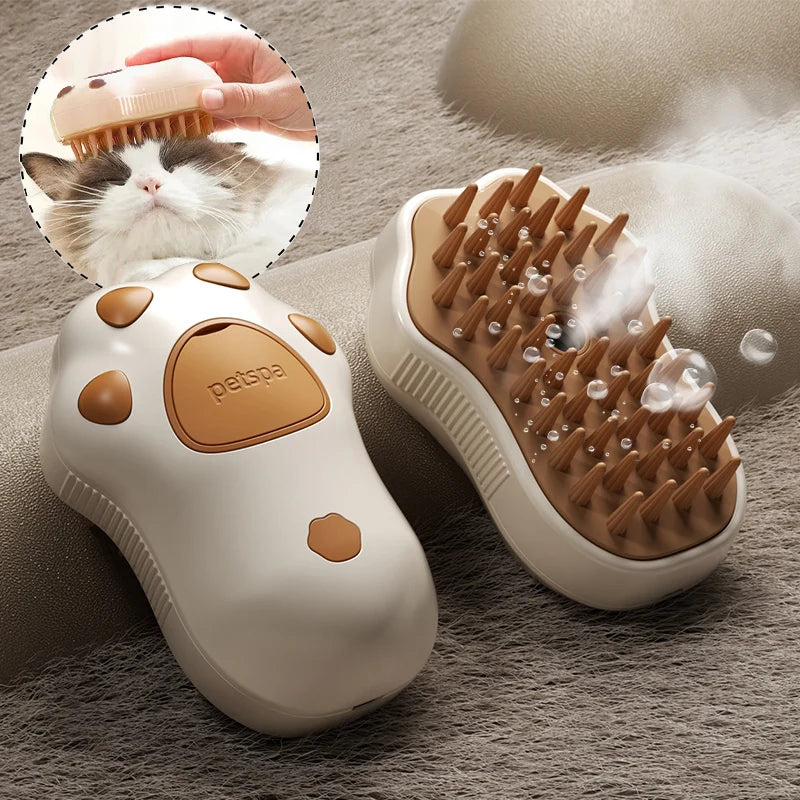 3-in-1 Electric Steam Pet Grooming Brush | Brush, Clean & Massage for Dogs & Cats