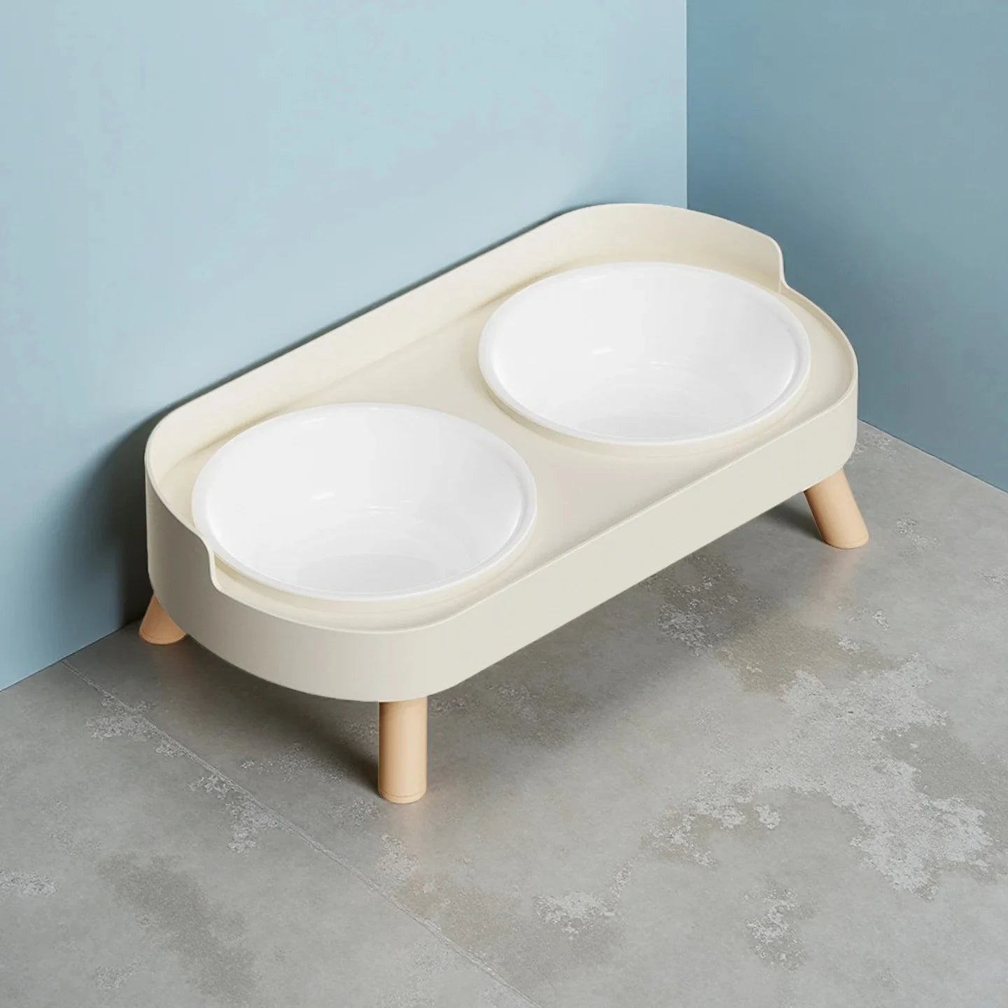 Elevated Double Pet Bowl Feeder | Raised Stainless Steel Bowls with Neck Support for Dogs & Cats
