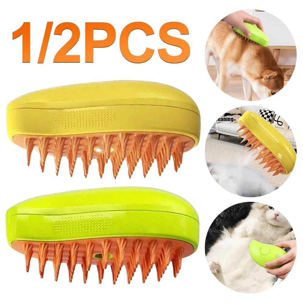 3-in-1 Electric Steam Pet Grooming Brush | Brush, Clean & Massage for Dogs & Cats