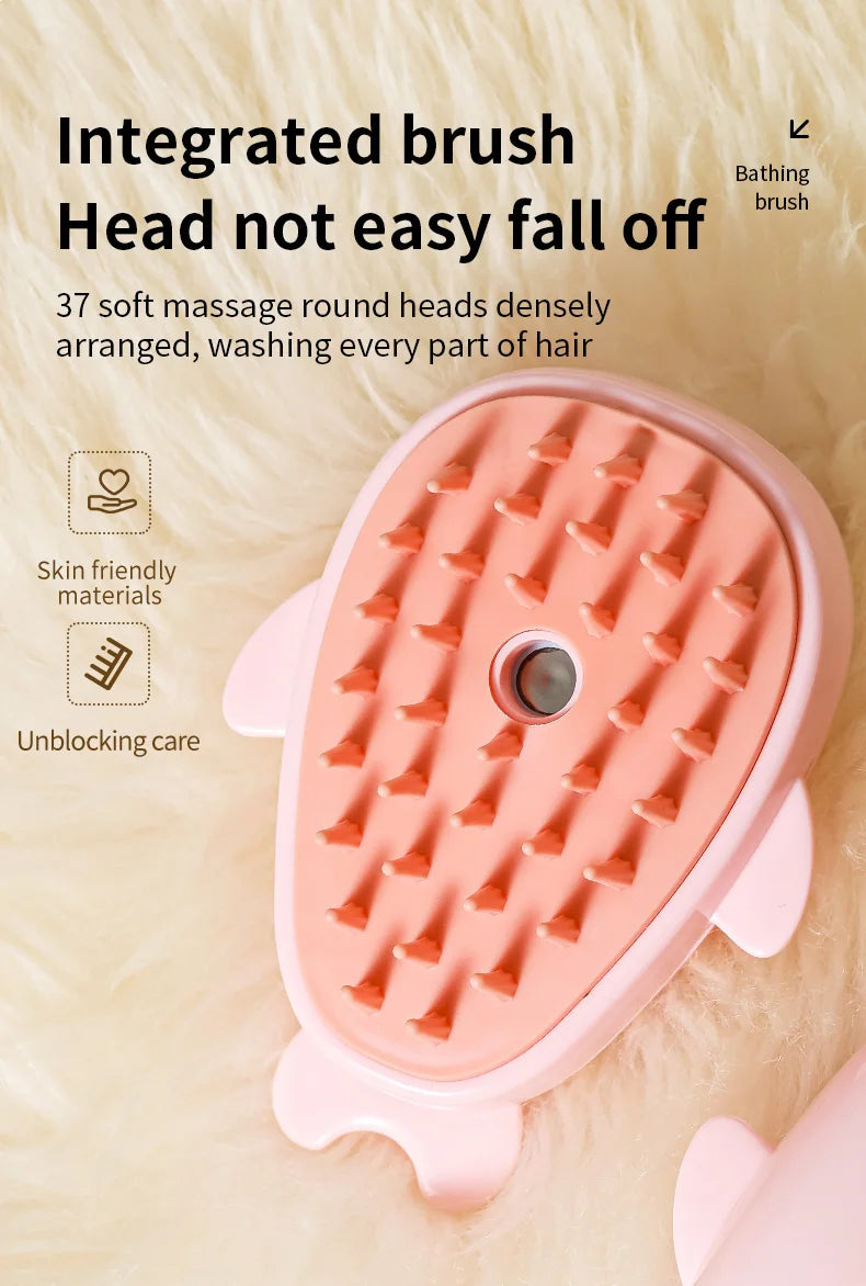 3-in-1 Electric Steam Pet Grooming Brush | Brush, Clean & Massage for Dogs & Cats