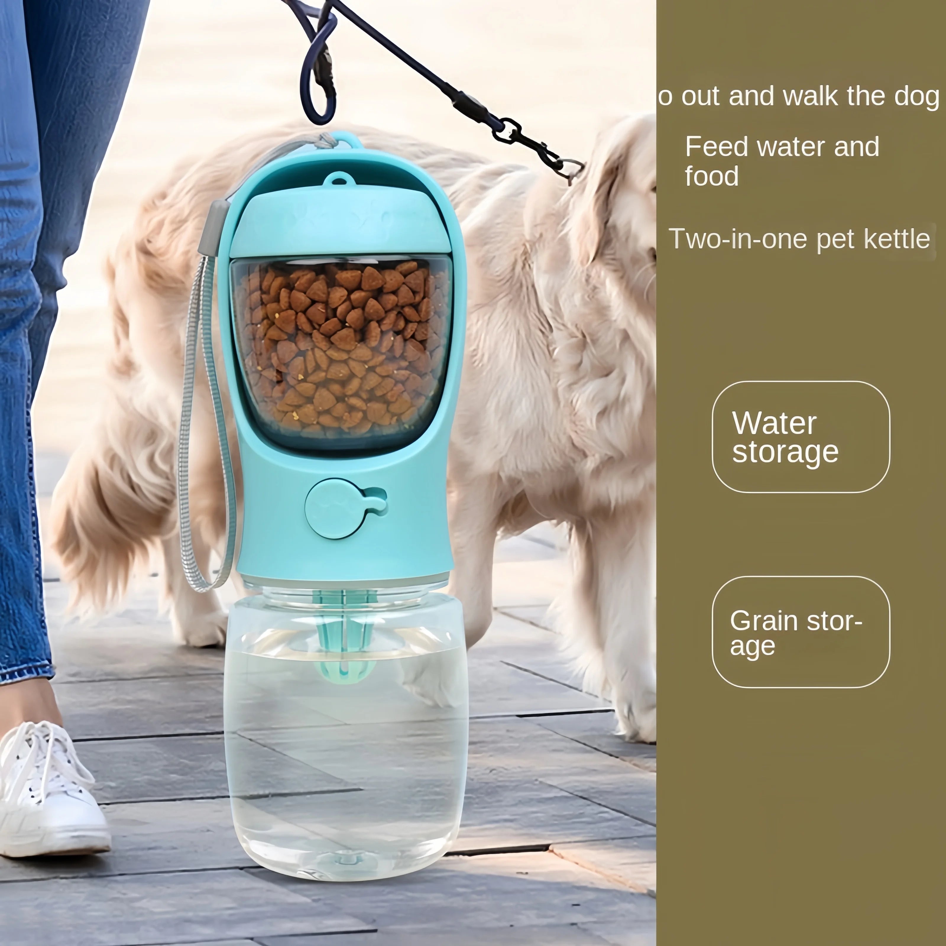 Portable Pet Water & Food Bottle for Travel | 2-in-1 Leak-Proof Dispenser for Dogs & Cats