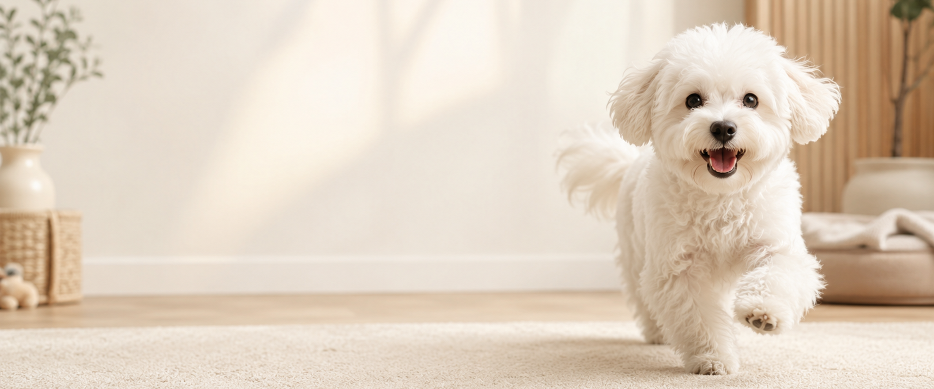 White dog with a happy expression indoorsslider_item_BNfMMa